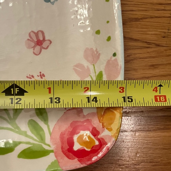 Mud Pie Floral Serving plate 8 x 15 Share Happy NWT Entertain - Picture 8 of 9